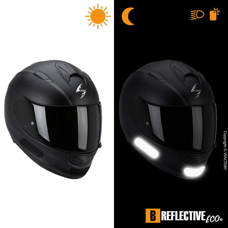  [AUSTRALIA] - B REFLECTIVE. (2 Pack) 4 retro reflective stickers kit. Night visibility safety. Adhesive for motorbike Helmet/Scooter/Bike/Stroller/Buggy/Toys. 8.50 x 2.30 cm. Black