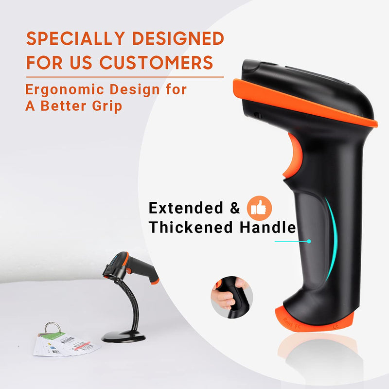 Tera Barcode Scanner Wireless and Wired with Battery Level Indicator 1D 2D QR Digital Printed Bar Codes Reader with Stand Portable Handheld Barcode Scanner Compact Plug and Play Model D5100 - LeoForward Australia