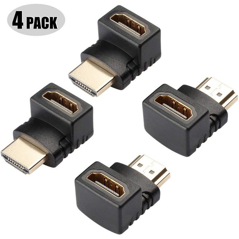 Warmstor 4 Pack Gold Plated HDMI 2.0 Male to Female Adapter Connector, 2 Combos Up Down 90 270 Degree Right Angle HDMI Cable Extender 3D&4K Supported - LeoForward Australia