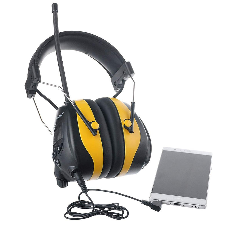  [AUSTRALIA] - PROTEAR Digital AM FM Radio Headphones, 25dB NRR Ear Protection Safety Ear Muffs Antique Yellow