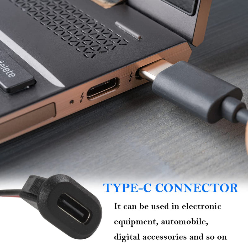  [AUSTRALIA] - BOLUOYI Type-C Female Chassis 2P Direct Crimp USB Female Chassis C Connector Jack Female Charging Port Waterproof with Card Buckle 3A High Current Port USB-C Charger Plug Round