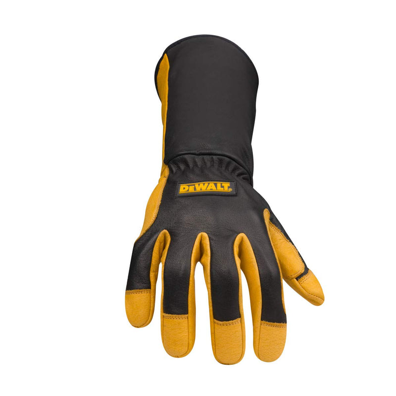  [AUSTRALIA] - Dewalt Premium Leather Welding Gloves, Fire/Heat Resistant, Gauntlet-Style Cuff, Elastic Wrist, Medium Medium (Pack of 1)