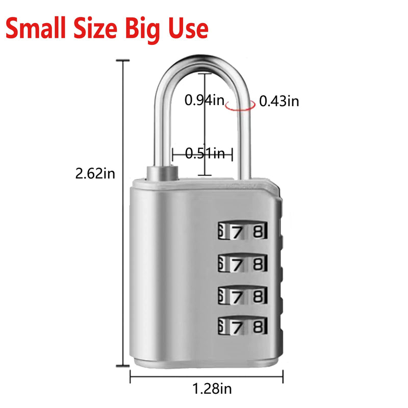  [AUSTRALIA] - 2 Pack Combination Padlock, 4 Digit Resettable Outdoor Waterproof Padlock with Keys, Combo Lock for School, Sports or Gym Locker, Employee Locker, Fence, Gate, Case, Toolbox, Hasp Storage Black/Silver