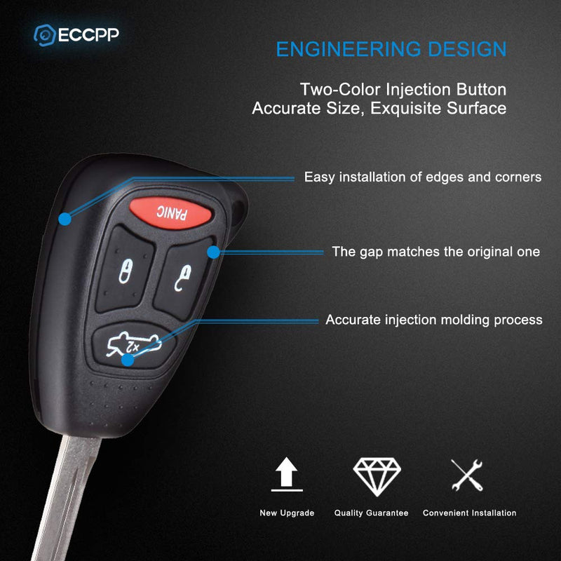  [AUSTRALIA] - ECCPP 1X 4 Buttons Replacement Uncut Keyless Entry Remote Control Car Key Fob Shell Case for Chrysler 300/ Dodge Charger Dakota Durango Magnum/Jeep Grand Cherokee Commander OHT692713AA KOBDT04A X 1pc