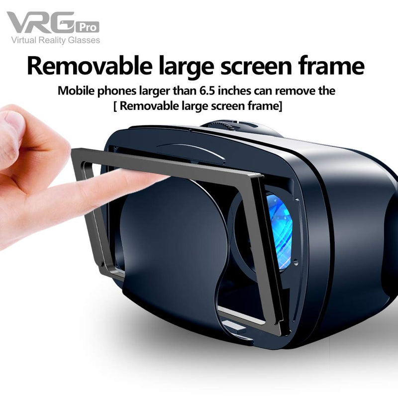  [AUSTRALIA] - NEWSTYP 5~7inch VRG Pro 3D VR Glasses Virtual Reality Full Screen Visual Wide-Angle VR Glasses Box for 5 to 7 inch Smartphone Eyeglasses with Bluetooth Remote Control (Black Basic) Black Basic