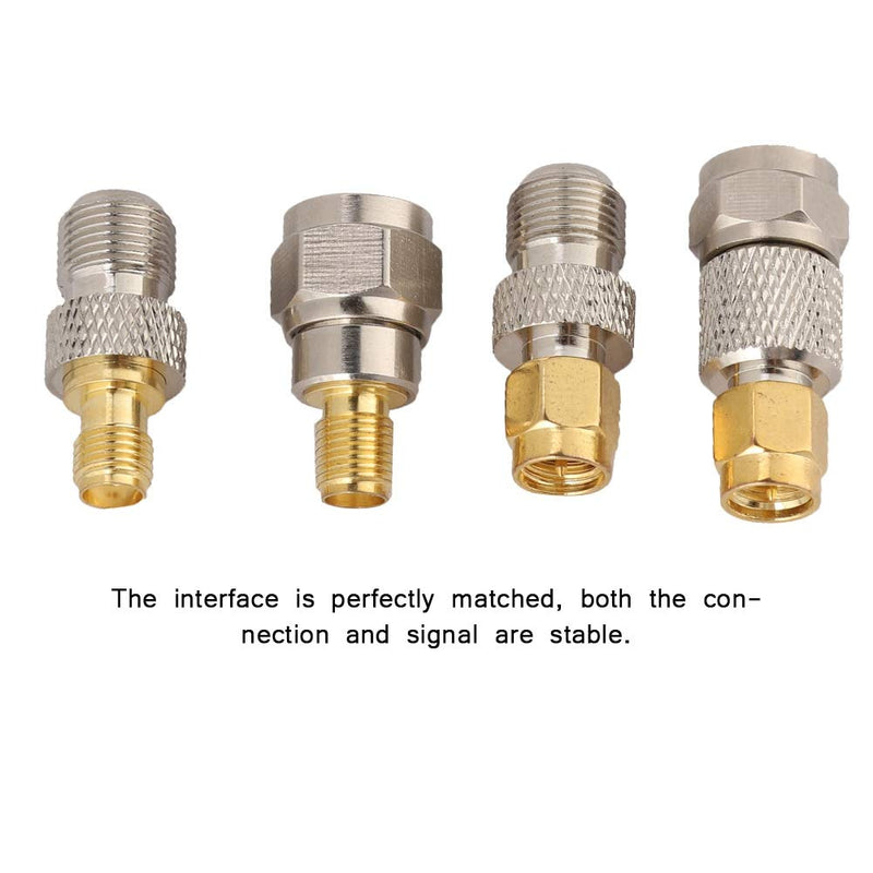  [AUSTRALIA] - Radio Converter, Portable 4Pcs Brass Aerial Connector F to SMA Radio Converter, Nickel Plated Brass Material, for Antennas, DAB Antenna Adapters, Coaxial Cables, Radio Scanners