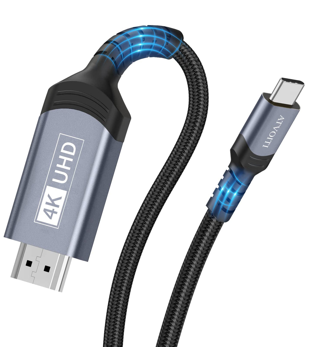  [AUSTRALIA] - Atvoiti USB C to HDMI Cable 6.6ft, USB Type-C to 4K HDMI Braided Cable [Thunderbolt 3/4 Compatible] for MacBook Pro/Air, Pixelbook, Surface Pro, Pad Pro, Dell XPS, G,alaxy S20 S10+ and More 2M