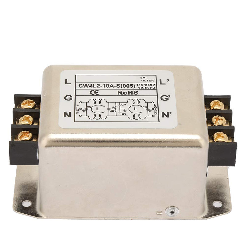  [AUSTRALIA] - 115V/250V 10A 50/60Hz power filter, single pole bipolar single phase power interference filter power wire filter power filter connection Suitable for most digital devices, mechanical devices