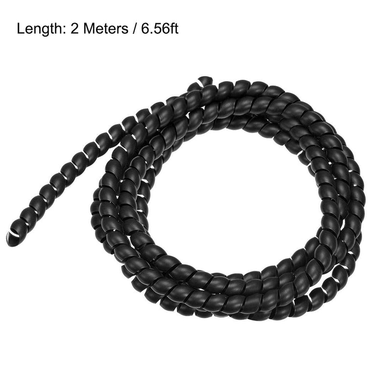  [AUSTRALIA] - uxcell Flexible Spiral Tube Wrap Cable Management Sleeve 8mm X 10mm Computer Wire Manage Cord 2 Meters Length Black