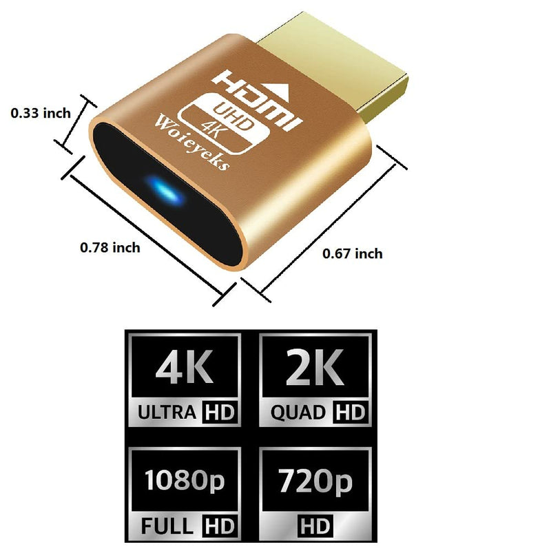  [AUSTRALIA] - 4K HDMI Dummy Plug,Virtual Display Adapter,Headless Ghost Virtual Display Emulator for Ethereum ETH ZEC BTC Mining UHD 3840x2160@60hz (10-Pack) 10 pack