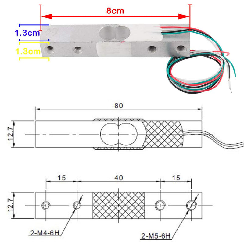  [AUSTRALIA] - DIYmalls Load Cell 20kg Weight Sensor + HX711 AD Amplifier Module for Arduino Raspberry Pi (20kg) 20kg