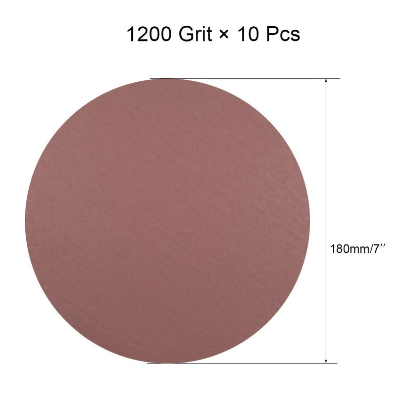  [AUSTRALIA] - uxcell 10Pcs 7 Inch Hook and Loop Sanding Disc 1200 Grits Flocking Sandpaper for Random Orbit Sander Brown