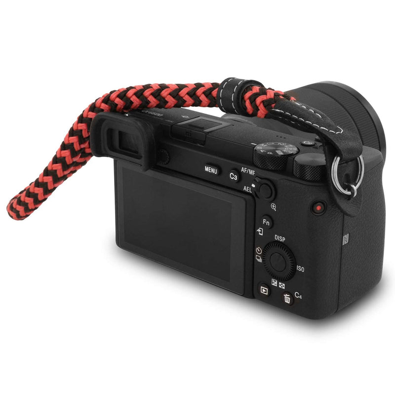  [AUSTRALIA] - MegaGear SLR, DSLR Camera Cotton Wrist Strap (Small) - Black/Red, small - 23cm/9inc (MG)