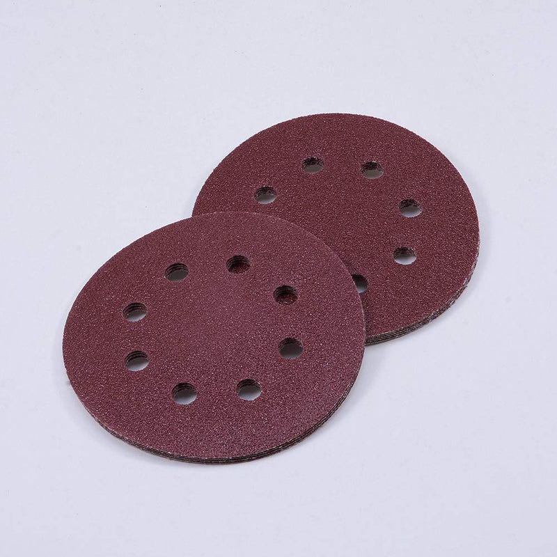  [AUSTRALIA] - Utoolmart 10pcs 5 Inch 8 Hole Hook and Loop Sanding Disc 60 Grit Flocking Sandpaper for Random Orbit Sander