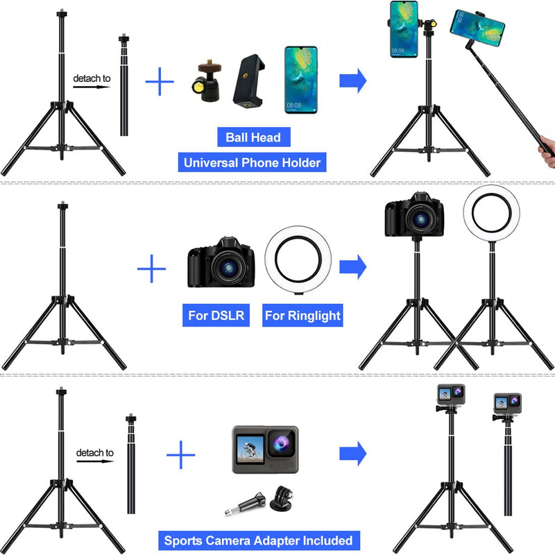 [AUSTRALIA] - Selfie Stick Tripod, 62 inch Extendable Detachable Selfie Stick Tripod Stand with Remote for iPhone 14 13 12 Pro MAX Samsung Galaxy S23 S22 S21 Ultra