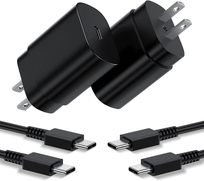  [AUSTRALIA] - Type C Charger, 2 Pack 25W PD USB C Wall Charger Super Fast Charging Block & 6ft Android Phone Charger Cable for Samsung Galaxy S23 S22 S21 S20 Plus Ultra, Note 20 10 9 8/ S10 S9 S8 Pixel 6 5 4 Pro XL Black 6ft-2P