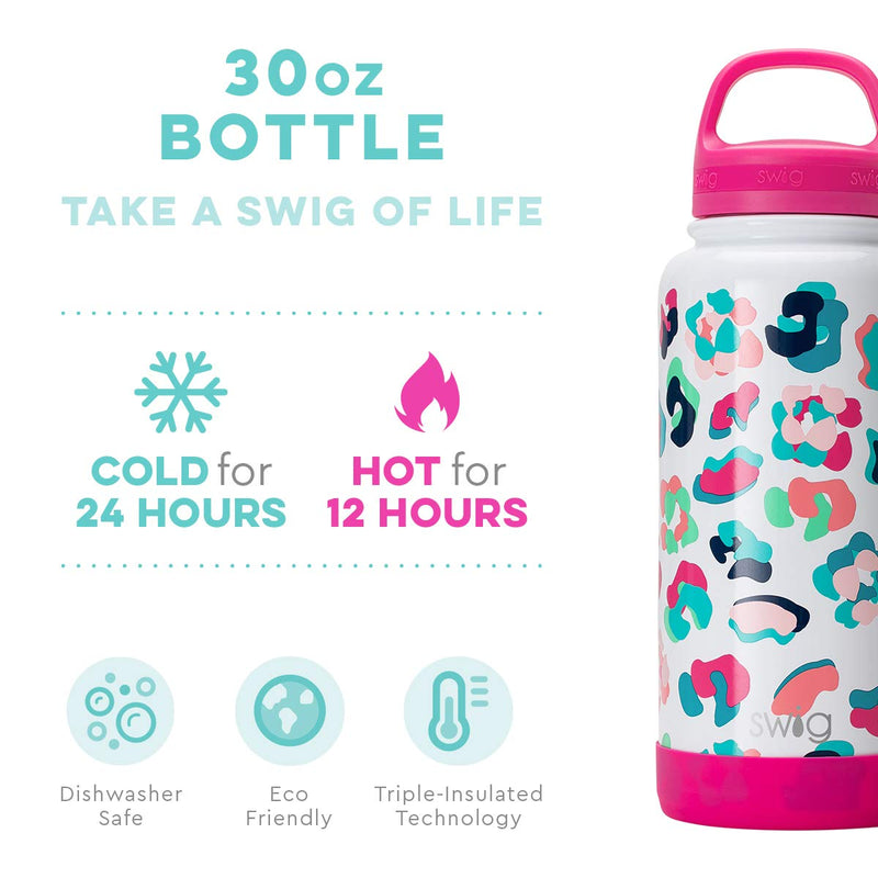  [AUSTRALIA] - Swig Life 30oz Triple Insulated Stainless Steel Wide Mouth Water Bottle with Handle, Dishwasher Safe, Double Wall, Vacuum Sealed, Reusable Thermos (Multiple Patterns Available) A Party Animal