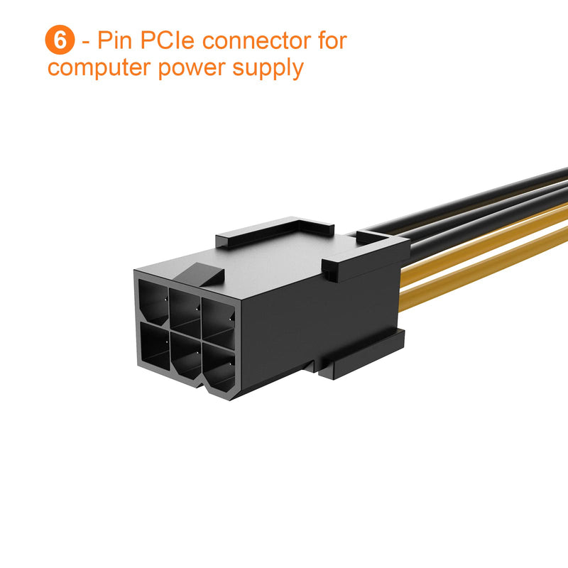  [AUSTRALIA] - CableCreation Pcie Cable, 6 Pin Pcie Adapter to 8 Pin Pcie Cable, 2-Pack 6-pin to 8-pin PCIe Express Power Adapter Cable, 4 Inches / 10CM
