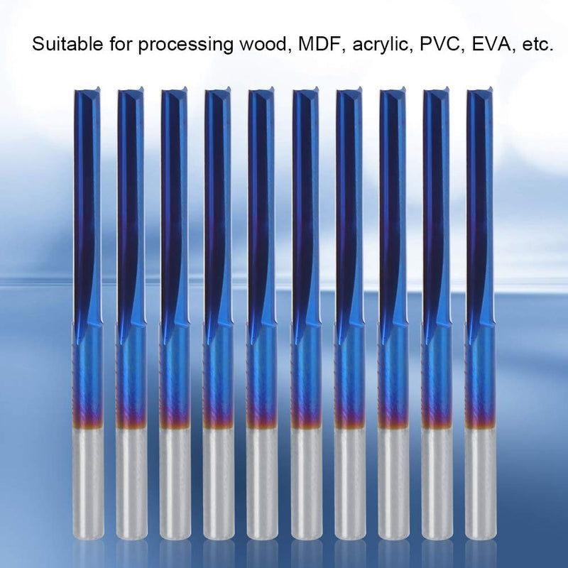  [AUSTRALIA] - 10Pcs 3.175mm CNC Router Carbide 2-Flute Straight Nano Blue Coating End Mill, Handle Milling Tool for Processing Wood