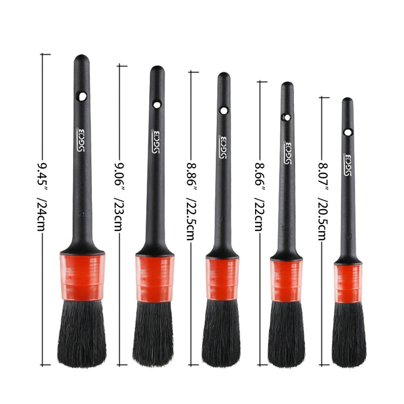  [AUSTRALIA] - COCODE Detail Brush (Set of 5), Auto Detailing Brush Set Perfect for Car Motorcycle Automotive Cleaning Wheels, Dashboard, Interior, Exterior, Leather, Air Vents, Emblems