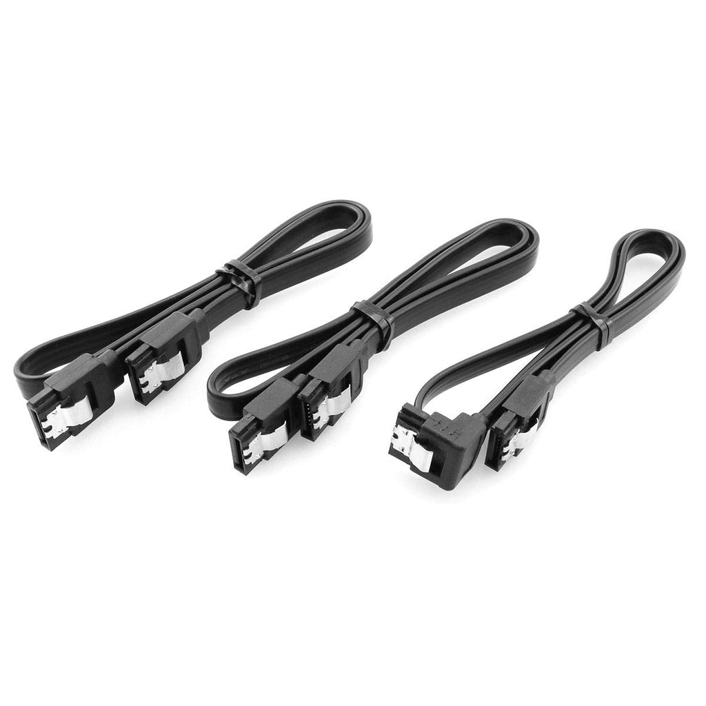  [AUSTRALIA] - ZRM&E 3-Pack Black SATA 3.0 Cable with Locking Latch High Speed SATA III Flat Data Cord for Hard Drive HDD SSD (1 x Straight to Right Angle + 2 x Straight to Straight) Black (1 Elbow + 2 Straight)