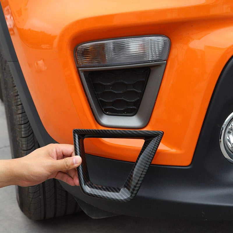  [AUSTRALIA] - RT-TCZ Front Turn Signal Light Cover Frame Trim ABS Frame Decor Bezel for Jeep Renegade 2019 2020 2021 (Carbon Fiber Grain)