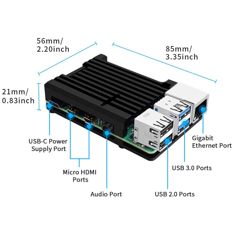  [AUSTRALIA] - GeeekPi Raspberry Pi 4B Case, Raspberry Pi Armor Case,Raspberry Pi Aluminum case with Passive Cooling/Shell Heat Dissipation Heatsink Thermal Tape for Raspberry Pi 4B/3B+/3B