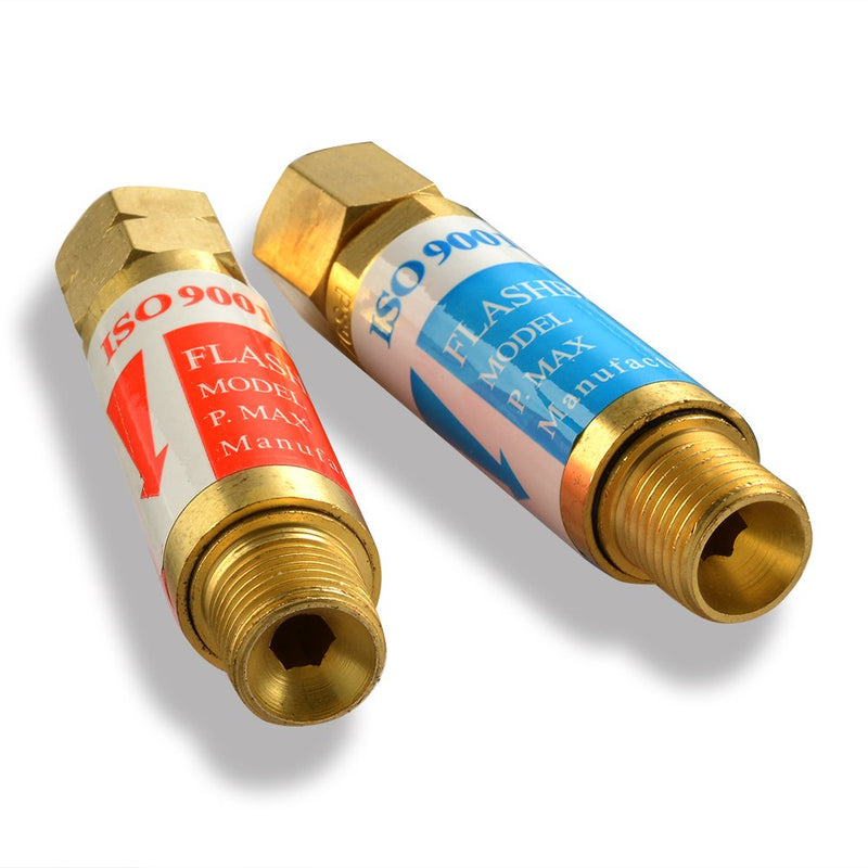  [AUSTRALIA] - AGPTEK Oxygen Acetylene Flashback Arrestors Set Regulator End 9/16 -18 Threads B Size