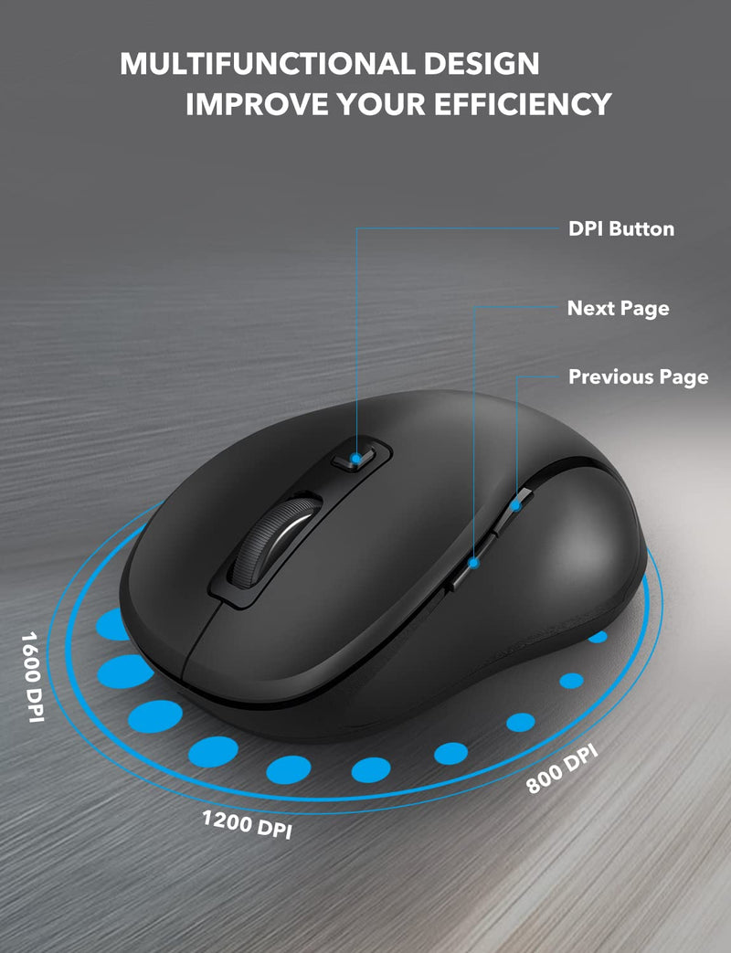  [AUSTRALIA] - Wireless Mouse for Laptop, Trueque 2.4G Ergonomic Computer Mouse with 3 Adjustable DPI Levels, Page Up & Down Buttons, USB Mouse for Chromebook, PC, Desktop, Notebook, MacBook (Black) Black