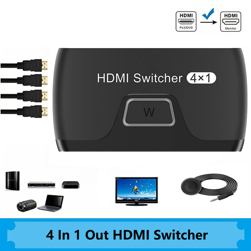  [AUSTRALIA] - HDMI Switch,4 Port 4K HDMI Switch 4x1 Switch Splitter with Supports Full HD 4K 1080P 3D Player
