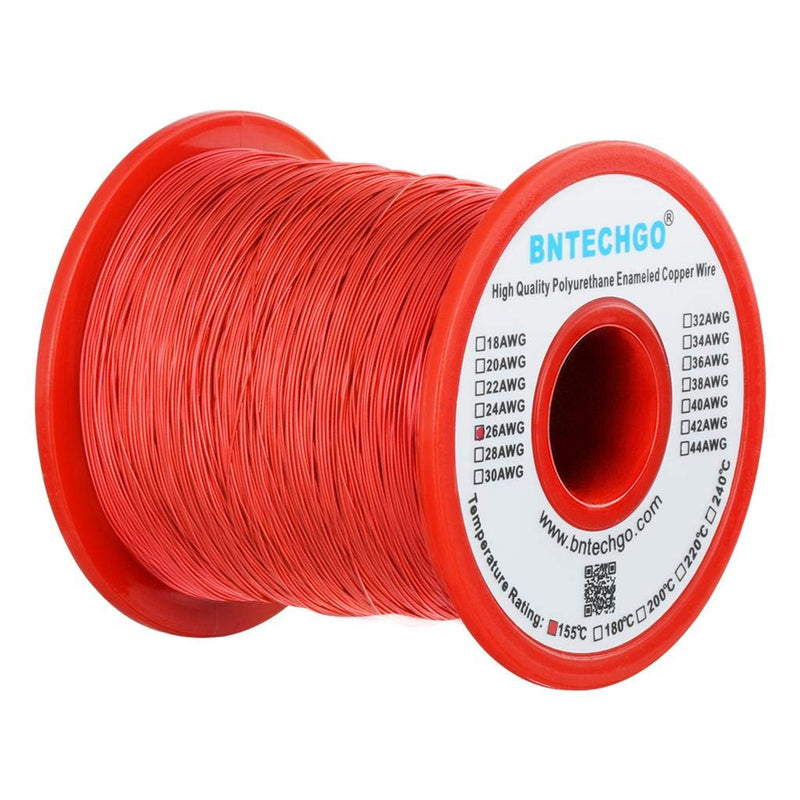  [AUSTRALIA] - BNTECHGO 26 AWG Magnet Wire - Enameled Copper Wire - Enameled Magnet Winding Wire - 1.0 lb - 0.0157" Diameter 1 Spool Coil Red Temperature Rating 155℃ Widely Used for Transformers Inductors 26 gauge enameled magnet wire 1 lb red 1 lb