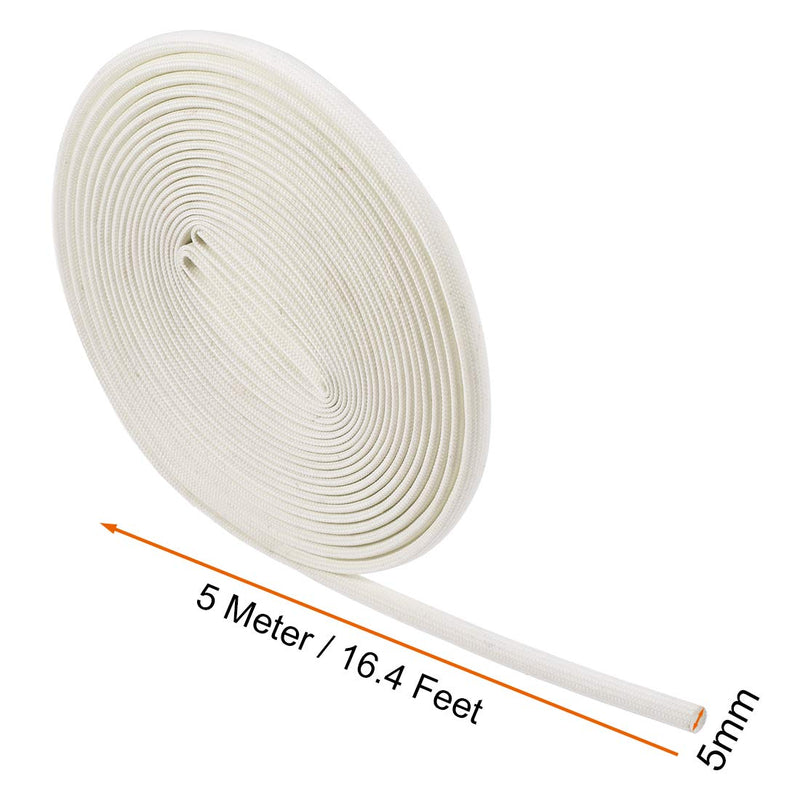  [AUSTRALIA] - uxcell Insulation Braid Sleeve, 16.4Ft-5mm High TEMP Silicone Fiberglass Sleeve White