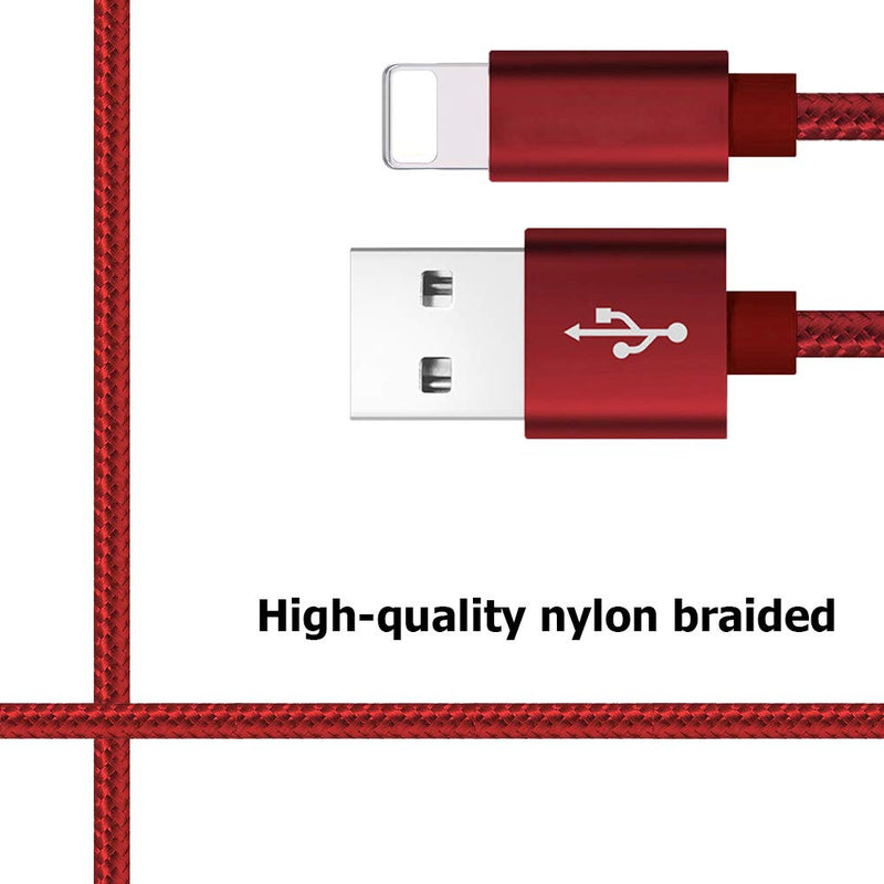  [AUSTRALIA] - RoFI Compatible Phone Cable, [2Pack] 2FT Nylon Braided Fast Charging USB Cord Replcement for Phone X 8 8 Plus 7 7 Plus 6s 6s Plus 6 6 Plus 5 5S 5C SE Pad Air Mini and More (2 Pack Red, 2 FT) 2 Pack Red