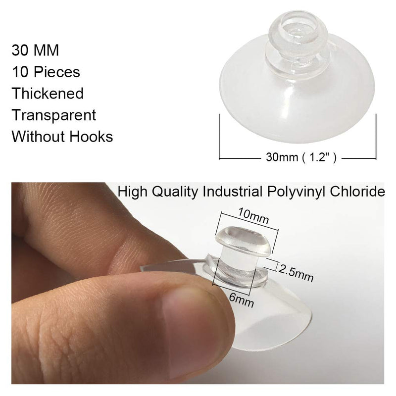  [AUSTRALIA] - 10 Pieces 30mm Small Suction Cups Clear Thick Without Hooks Professional Strength PVC Plastic Sucker Pads for Decoration Wall Home Bathroom Kitchen Car Radar Detector 30mm 10pcs