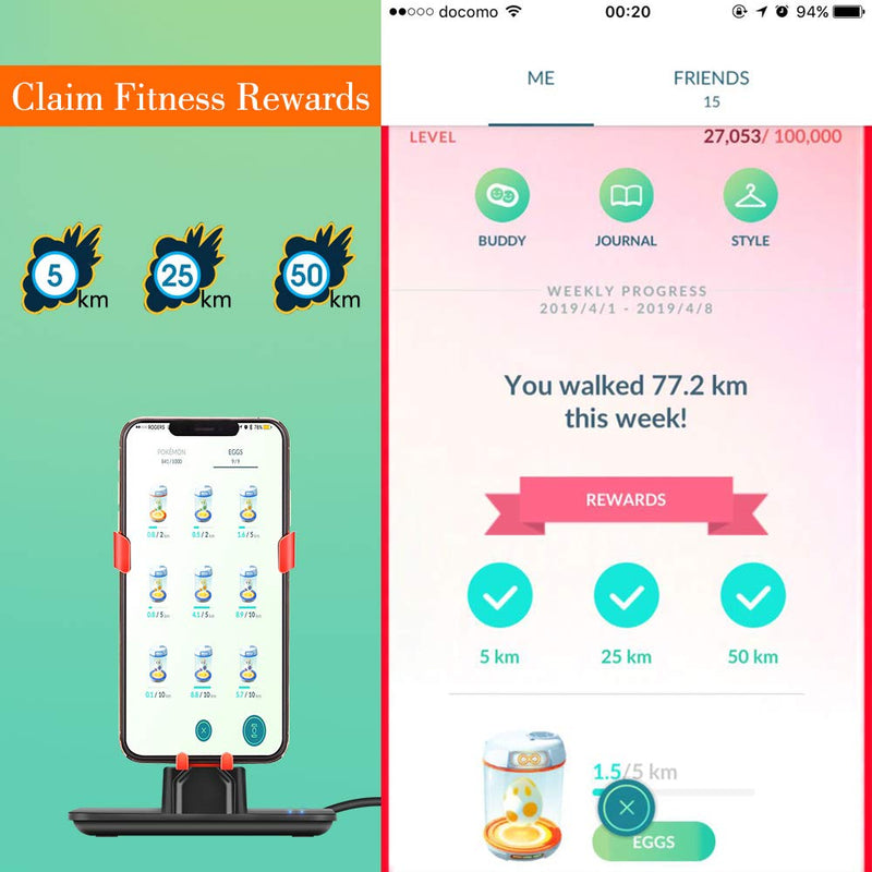 FUNTECK Adjustable Phone Swing Device Perfect for Hatching Eggs or Buddy Candy in Pokemon Go, Compatible with iOS and Android - LeoForward Australia