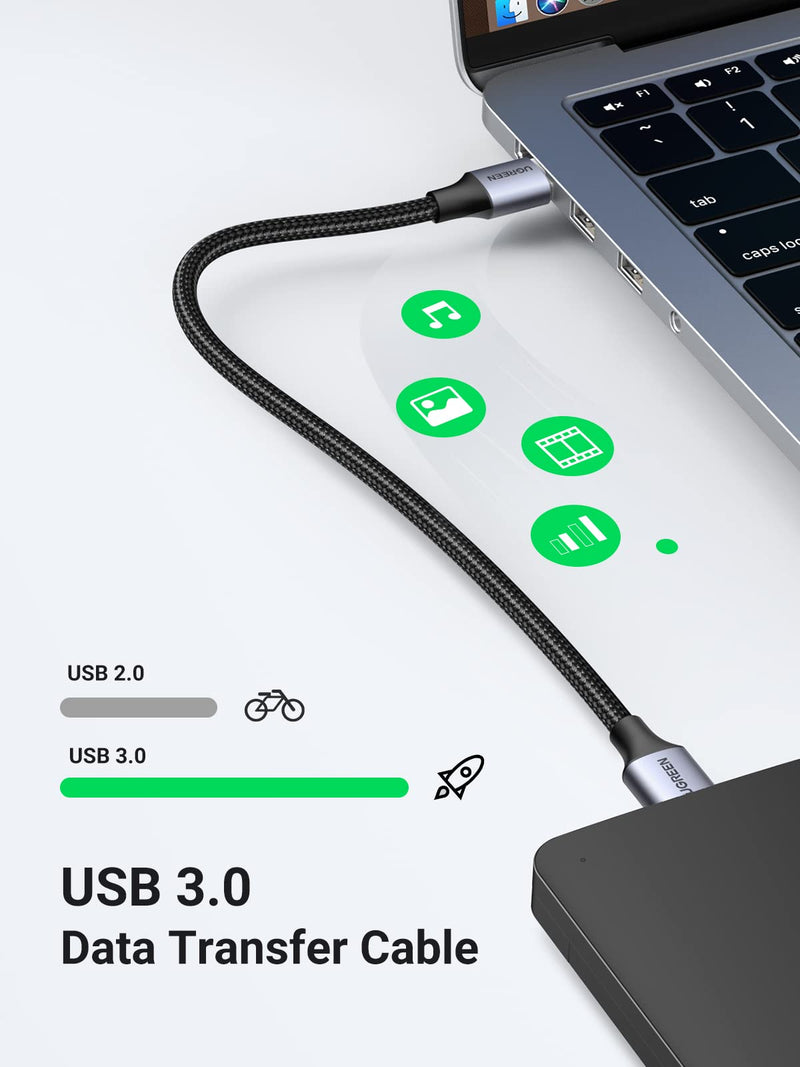  [AUSTRALIA] - UGREEN USB A to USB A, Male to Male, 2 Pack USB to USB 3.0 Cable Compatible with External Hard Drive, Laptop Cooler, DVD Player, TV, USB 3.0 Hub, Monitor, Camera, Set Up Box, and More(3 FT +3 FT) 3 FT