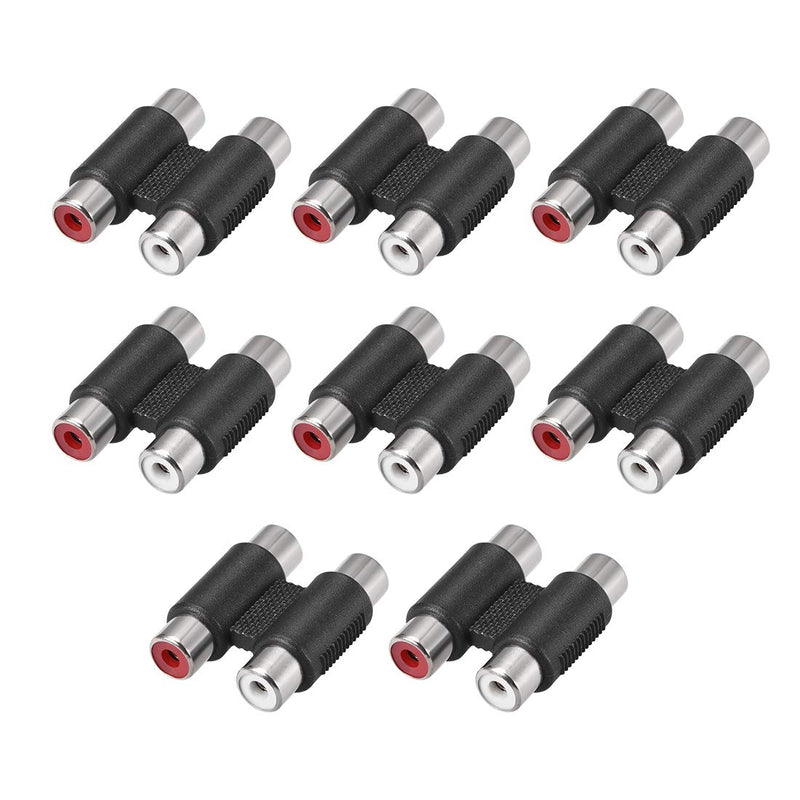  [AUSTRALIA] - uxcell RCA 2 Female to 2 Female Connector Stereo Video Cable Adapter Coupler Black 8Pcs