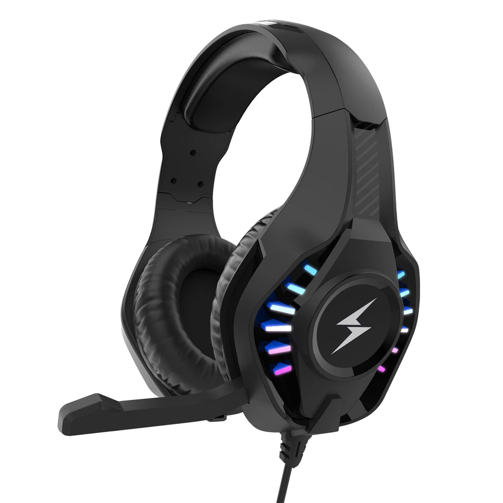  [AUSTRALIA] - INHANDA Gaming Headset,Over-Ear Gaming Headphones with Noise Canceling Mic,Stereo Bass Surround Sound,Soft Memory Earmuffs LED Light PS4 Gaming Headset Compatible with PC,Laptop,PS4,PS5