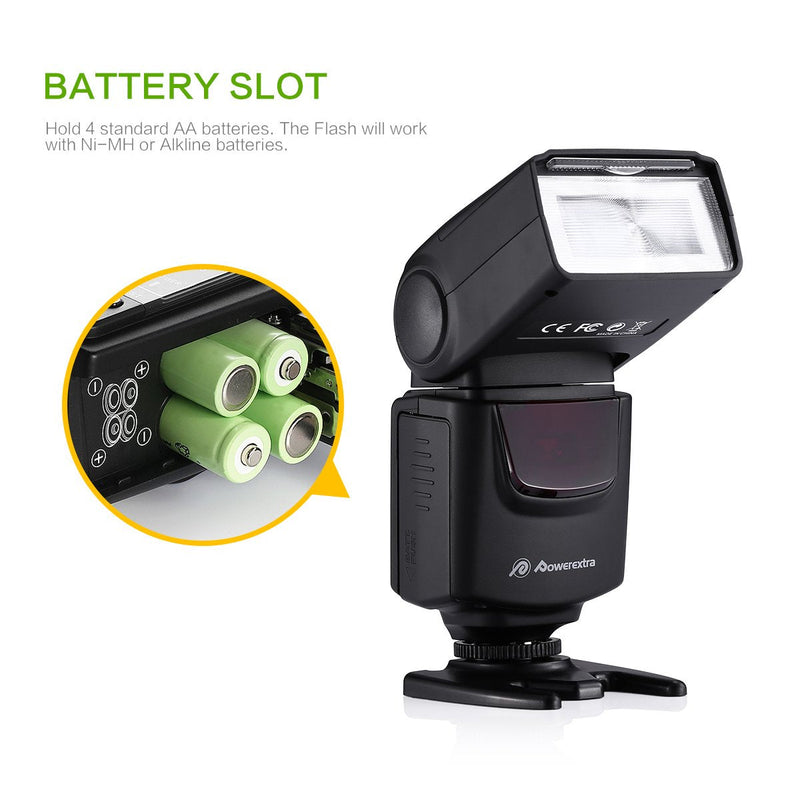  [AUSTRALIA] - Powerextra Professional DF-400 Speedlite Camera Flash for Canon Nikon Pentax Samsung Fujifilm Olympus Panasonic Sigma Minolta Leica Ricoh DSLR Cameras and Digital Cameras with Single-Contact Hotshoe