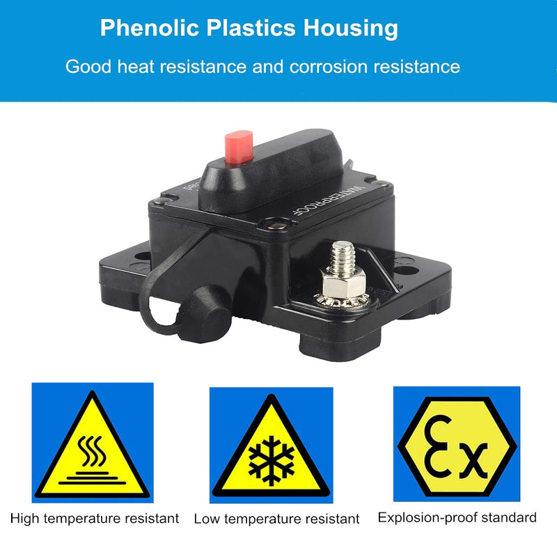  [AUSTRALIA] - WOHHOM 120 Amp Circuit Breaker with Manual Reset 12V-36V DC Waterproof Surface Mount for Car Audio Rv Marine Boat Truck Trolling Motors, 30-300A Car Speaker Resettable Fuse WF120A