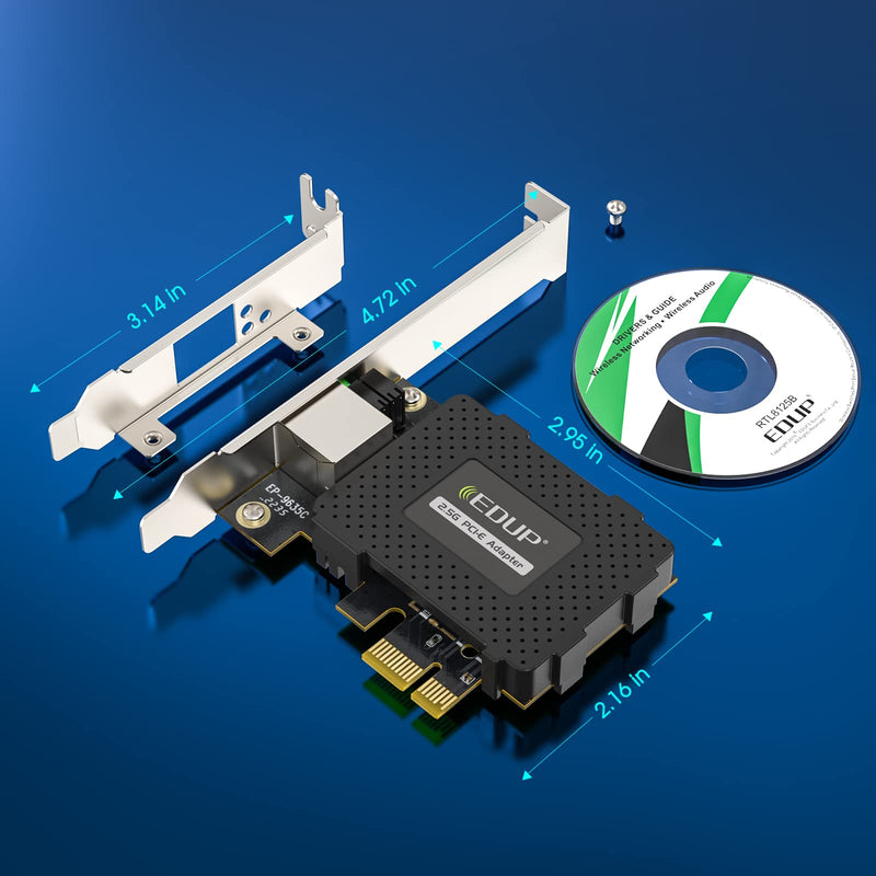  [AUSTRALIA] - 2.5GBase-T PCIe Network Adapter, 2500/1000/100Mbps PCI Express Gigabit Ethernet Card RJ45 LAN Controller Support Windows Server/Windows, Standard and Low-Profile Brackets Included