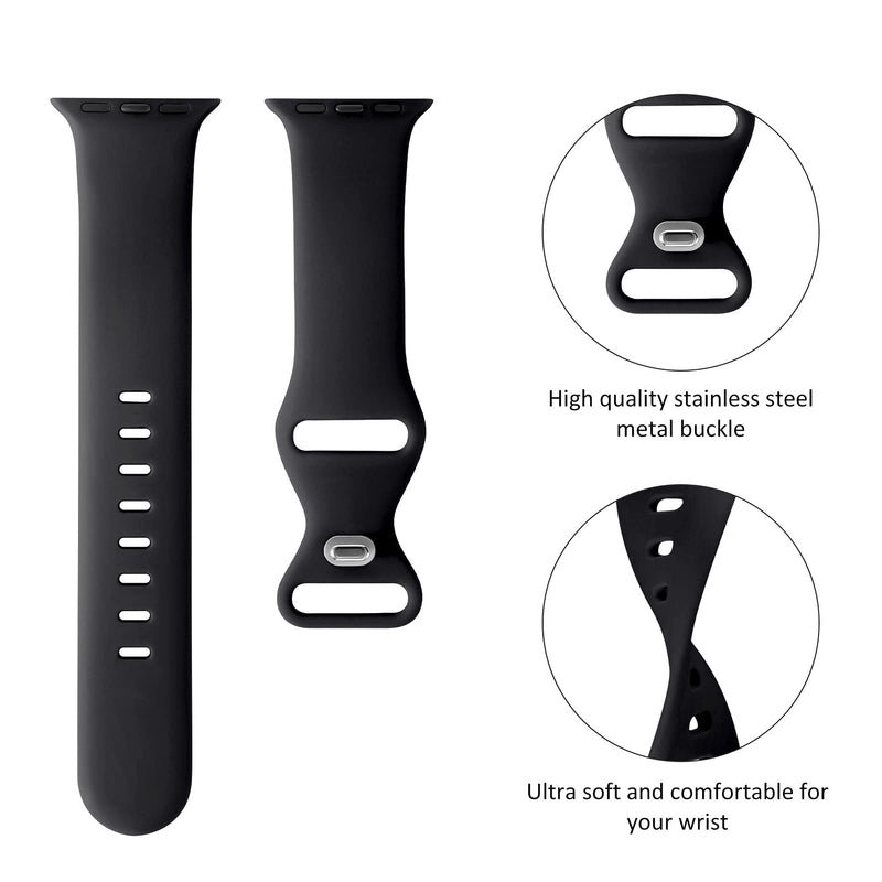  [AUSTRALIA] - Acrbiutu Bands Compatible with Apple Watch 38mm 40mm 41mm 42mm 44mm 45mm, Replacement Soft Silicone Sport Strap for iWatch Series 7/6/5/4/3/2/1 SE Women Men, Black 38mm/40mm/41mm S/M A,Black