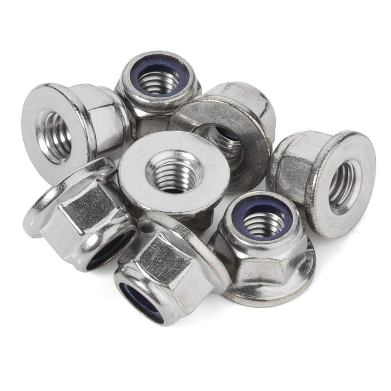  [AUSTRALIA] - M6-1.0 Flange Nylon Insert Lock Nuts Flanged Locknuts, DIN 6926, Stainless Steel 18-8 (304), Bright Finish, 25 PCS M6 (25 PCS)