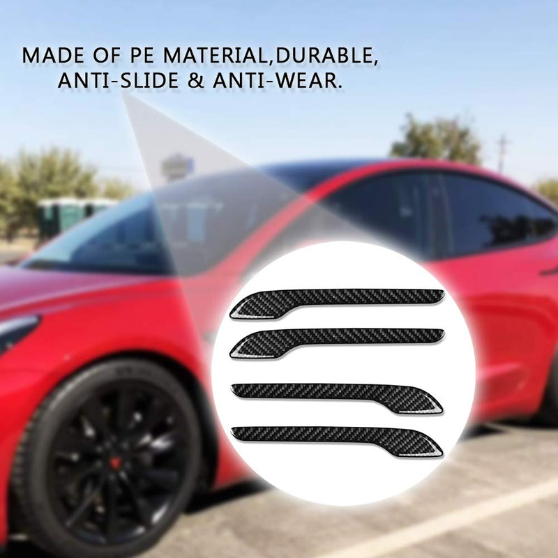 CoolKo Modified Decorative Car Door Handle Sills Protection Kit Real Carbon Fiber Compatible with Model 3 & Y [4 Pieces - Black] B2. Door Handle Sill - LeoForward Australia