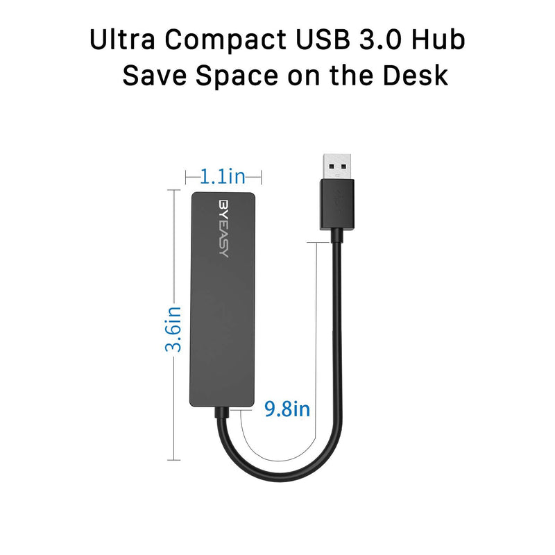 BYEASY USB Hub, 4 Port USB 3.0 Hub, Ultra Slim Portable Data Hub Applicable for iMac Pro, MacBook Air, Mac Mini/Pro, Surface Pro, Notebook PC, Laptop, USB Flash Drives, and Mobile HDD (Leather Black) - LeoForward Australia