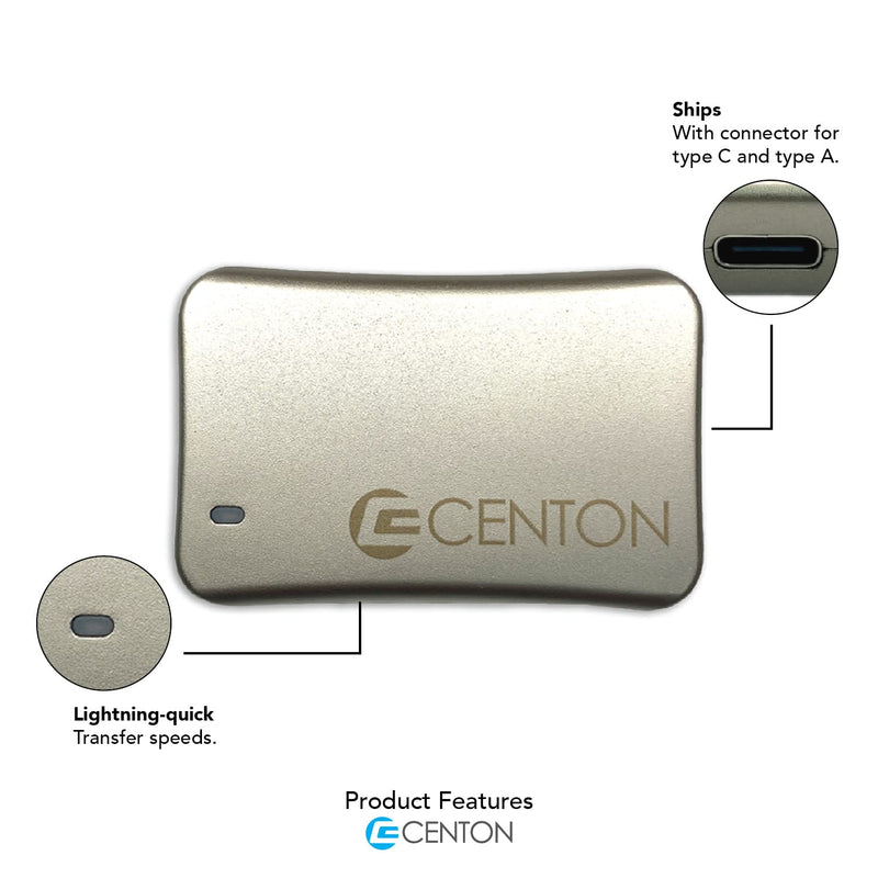  [AUSTRALIA] - Centon External SSD (Silver Metallic), USB-C 3.2 Gen 2, 1000GB