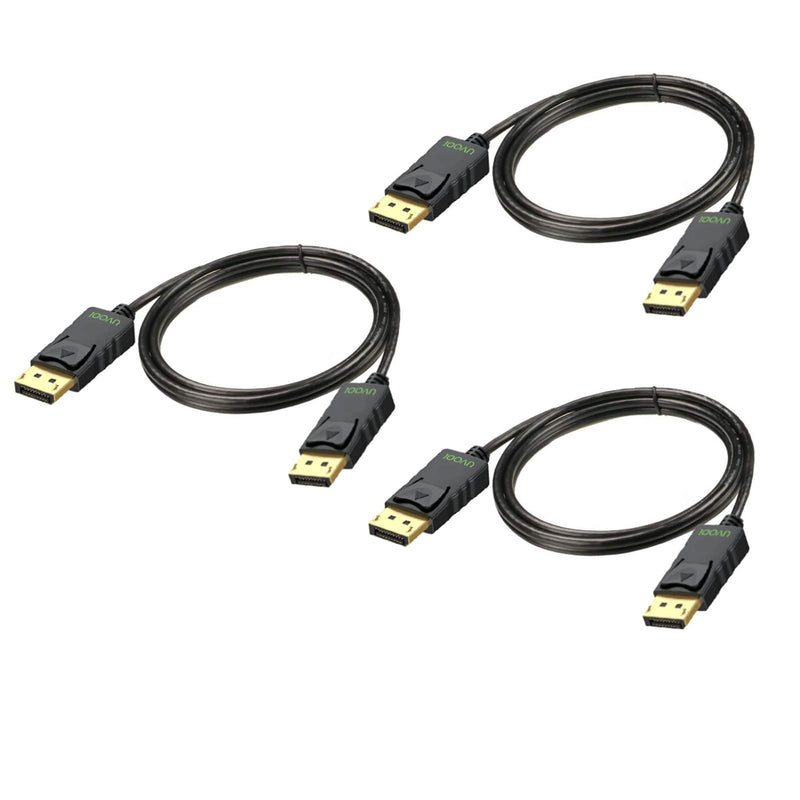  [AUSTRALIA] - DisplayPort to DisplayPort Cable Adapter 6ft, 4K Display Port DP to DP Cord 1.2 [4K@60Hz, 2K@165Hz, 2K@144Hz] Compatible with All Display Port Devices-3 Pack 6 Feet - 3 Pack Black