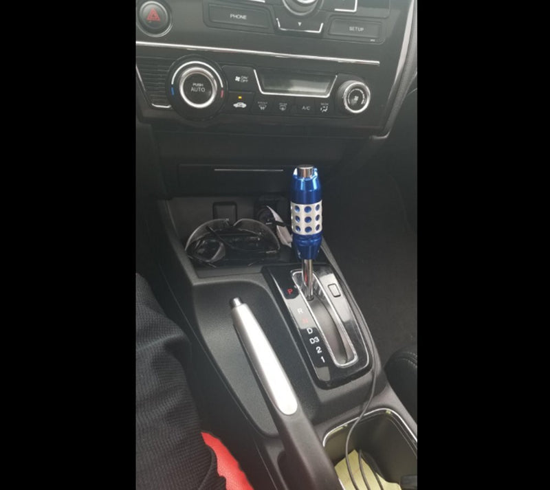  [AUSTRALIA] - AZQKJ Aluminum Alloy Universal Car Automatic Operation Gear Shift Lever Knob with Button for Automatic Transmission(Black) Black