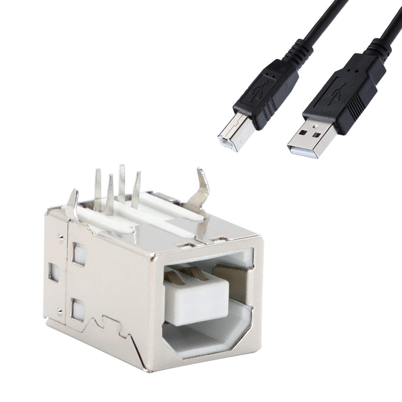  [AUSTRALIA] - USB Female Type-B Port 4-Pin Right Angle PCB DIP Jack Socket-White 10 Pack by MUZHI