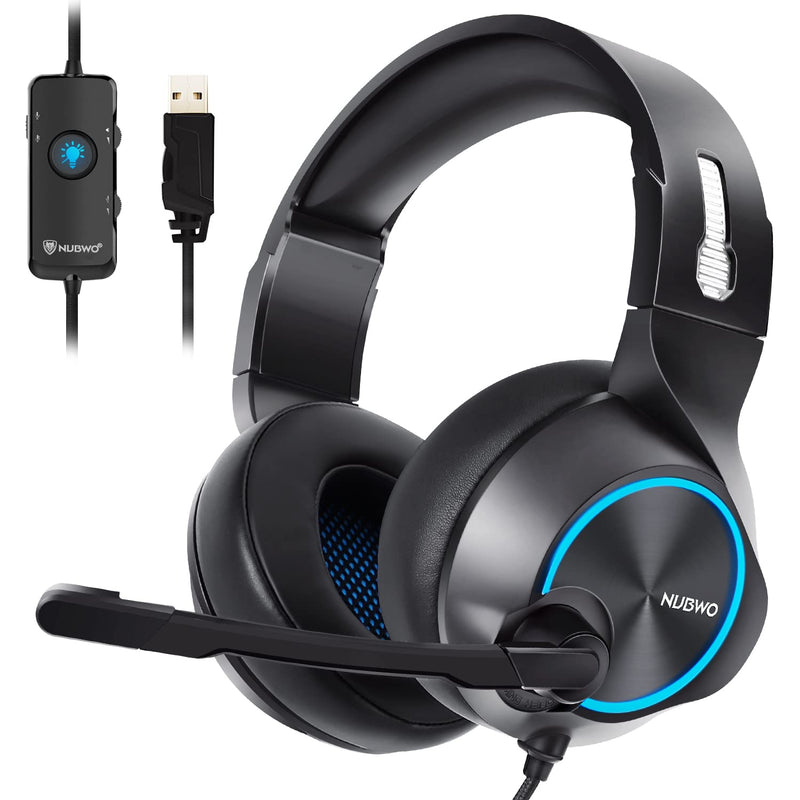  [AUSTRALIA] - NUBWO USB Gaming Headset for PC, Computer Headphones with Microphone/Mic Noise Cancelling, Wired Headset & RGB Light Gaming Headphones for PS4/PS5 Console Laptop